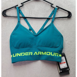 Under armour Sports Bra Womens Size XS Green Seamless Low Impact Longline V Neck